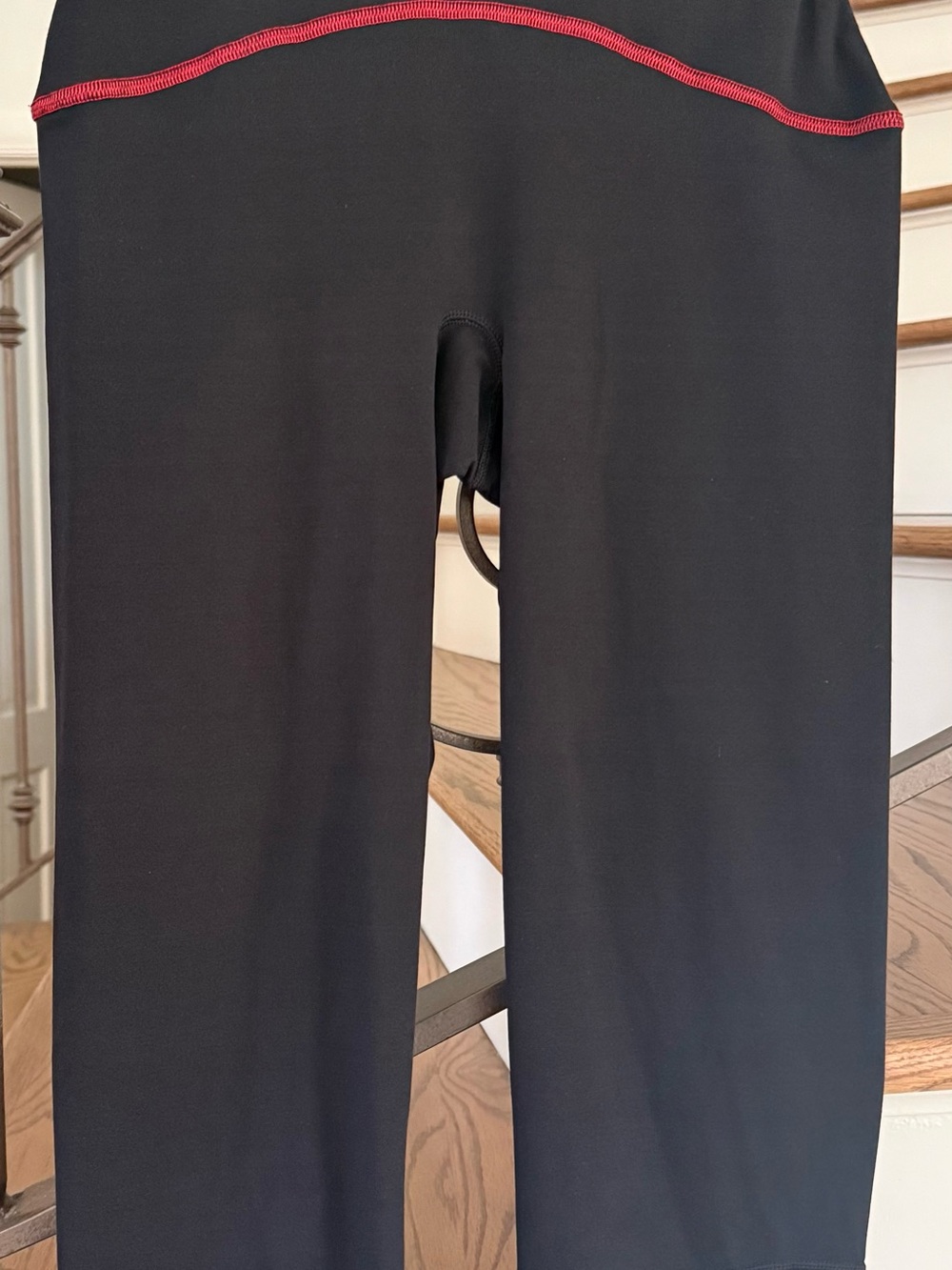 SPANX Black Capris with Red Stitching